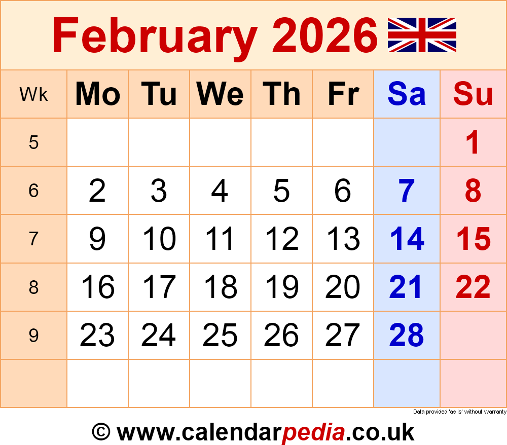 Calendar For Feb 2026