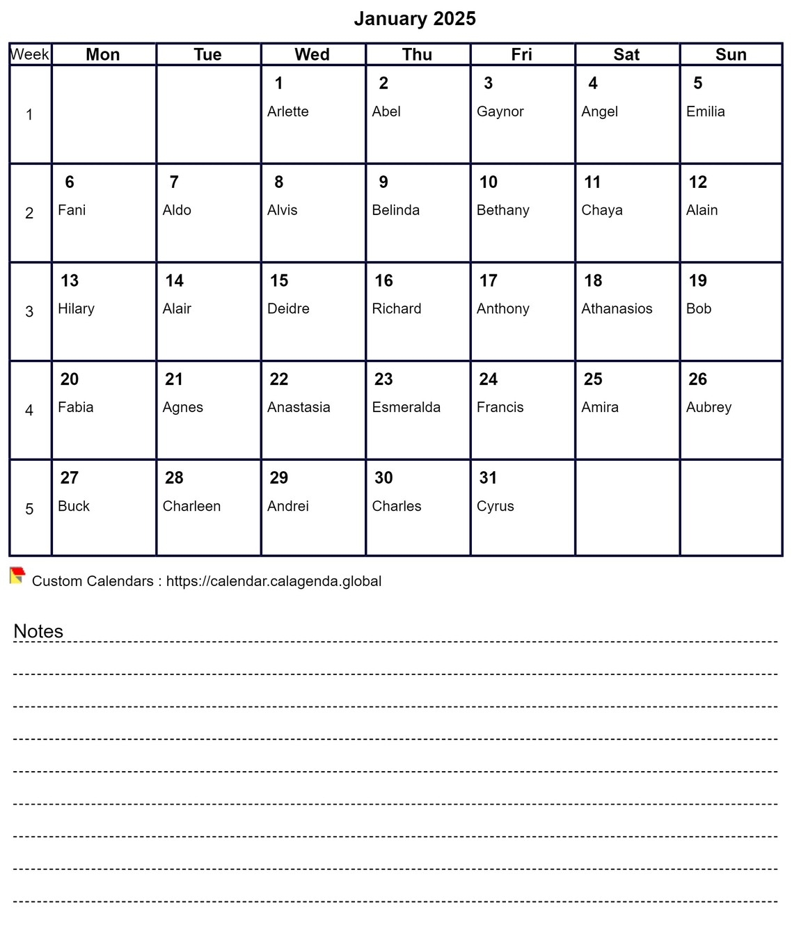 Calendar Monthly 2025 With Notes And Week Numbers Calendar Monthly 2025 With Notes And Week Numbers