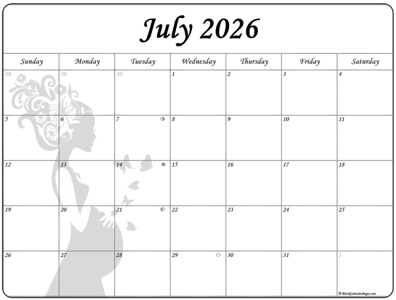 July 2026 Blank Calendar Pages July 2026 Blank Calendar Pages