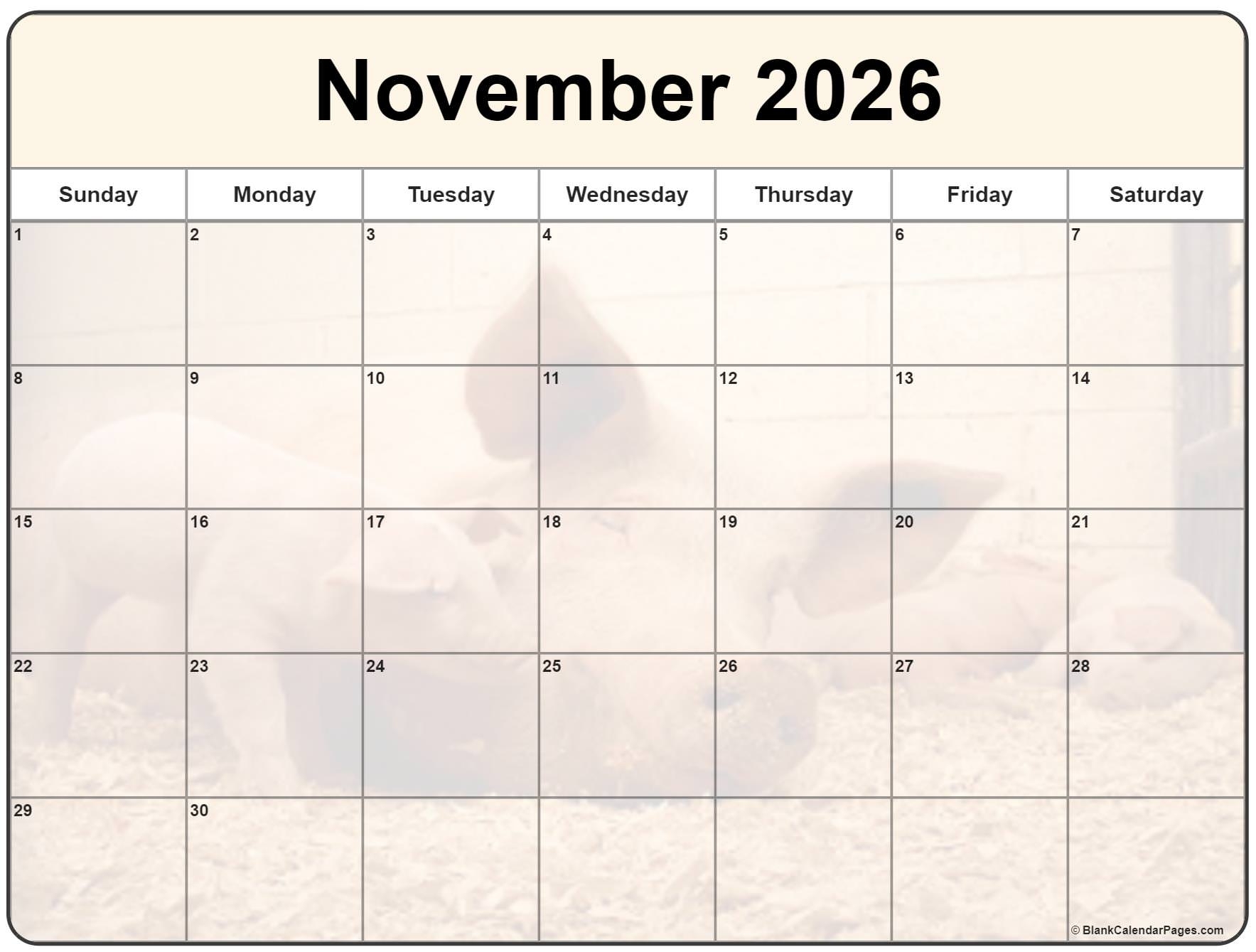 Collection Of November 2026 Photo Calendars With Image Filters Collection Of November 2026 Photo Calendars With Image Filters