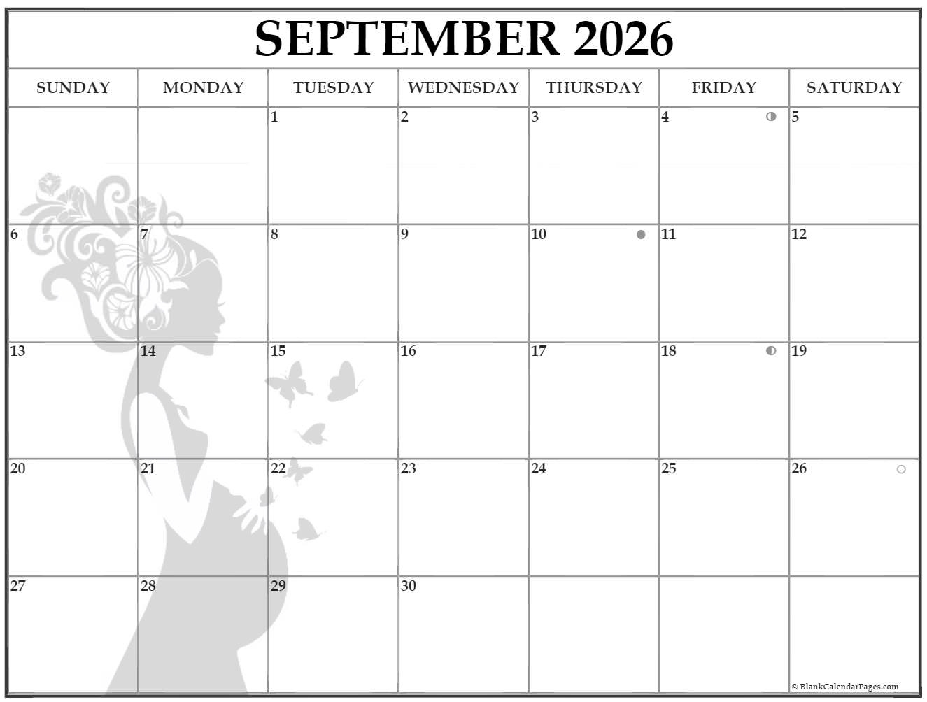 Blank September 2026 Calendar Printable Blank September 2026 Calendar Printable