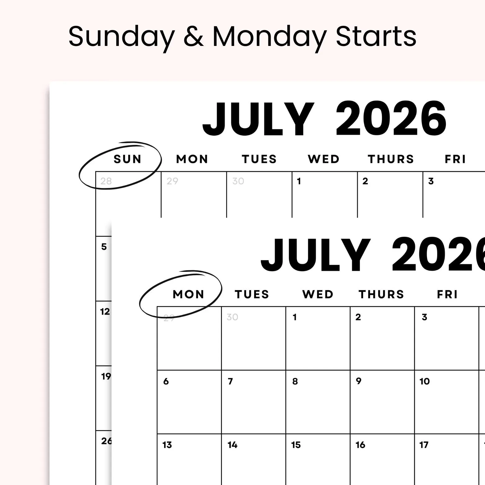 Dated July 2026 Minimalist Monthly Calendar Printable PDF Instant Digital Download Dated Monthly Planner 2026 Sunday Monday Start Etsy Dated July 2026 Minimalist Monthly Calendar Printable PDF Instant Digital Download Dated Monthly Planner 2026 Sunday Monday Start Etsy