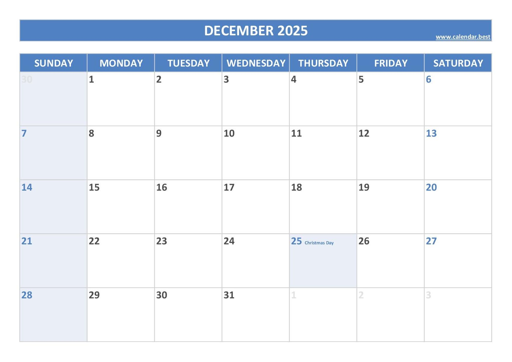 December 2025 Calendar Calendar best December 2025 Calendar Calendar best