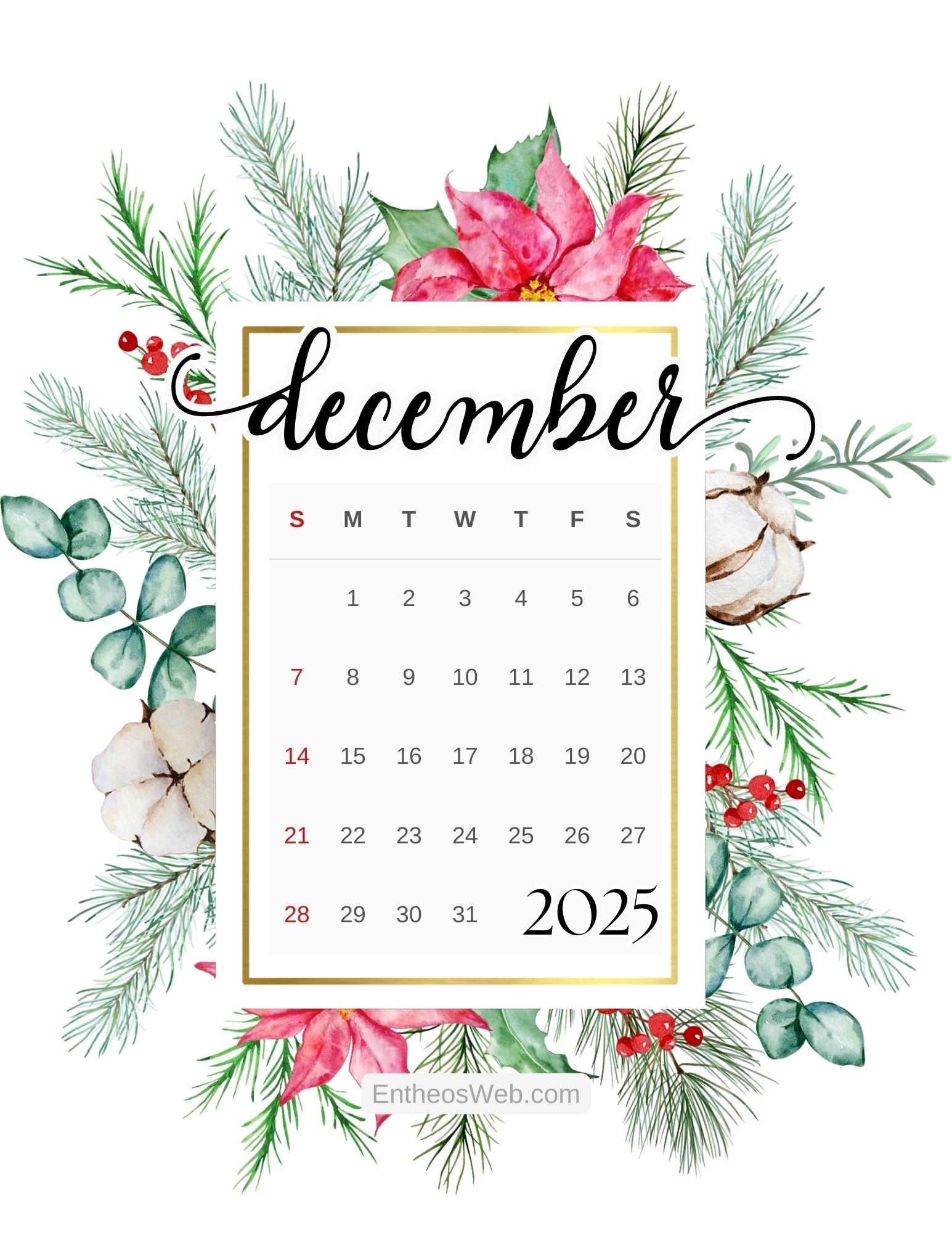 Blank Calendar Dec 2025