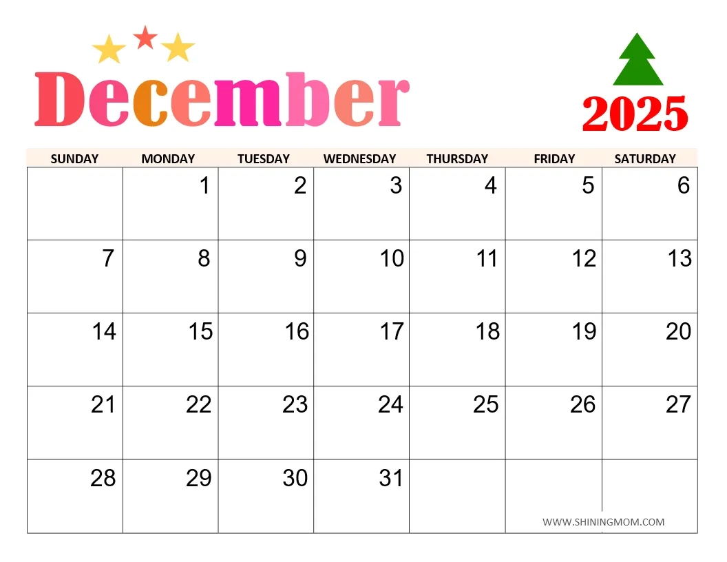 December 2025 Printable Blank Calendar