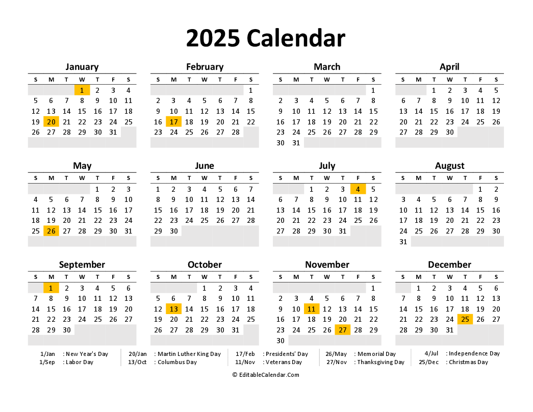 Download Printable Calendar 2025 Free PDF Version Download Printable Calendar 2025 Free PDF Version