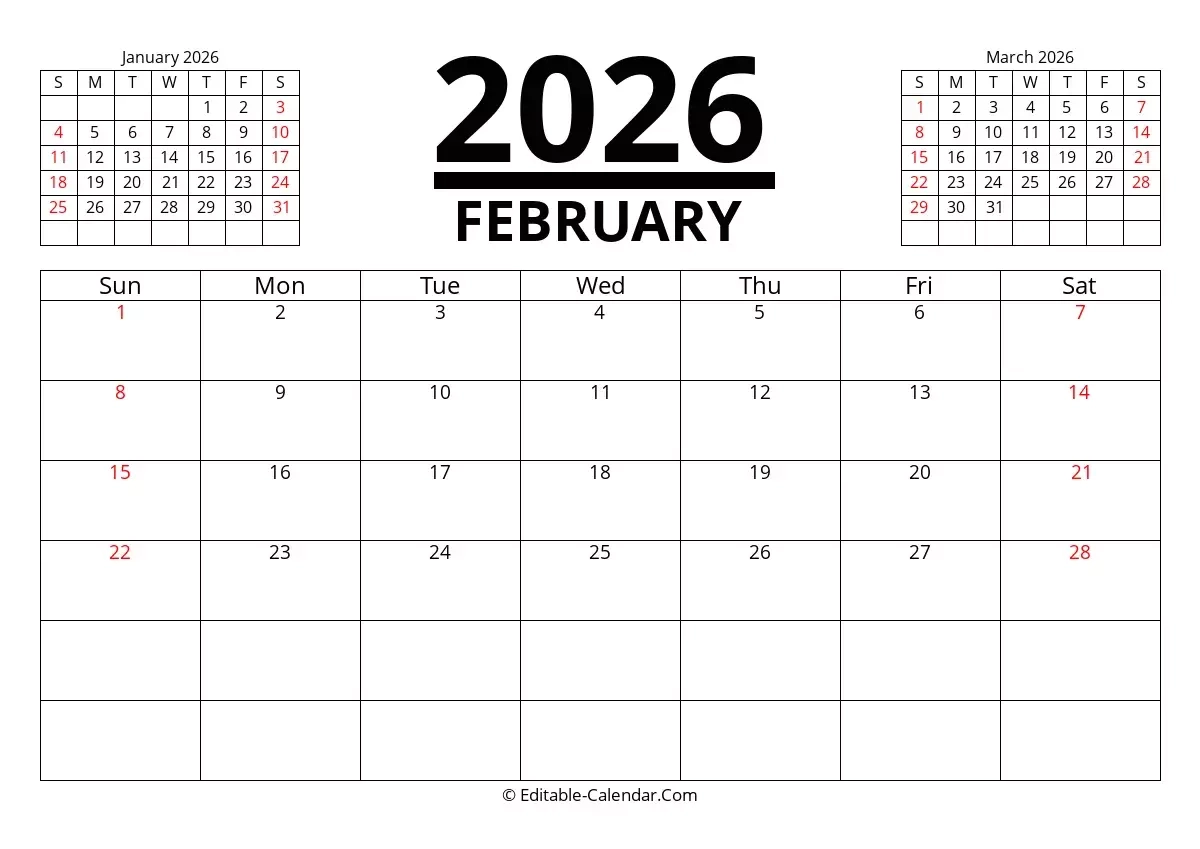 Jan And Feb 2026 Calendar