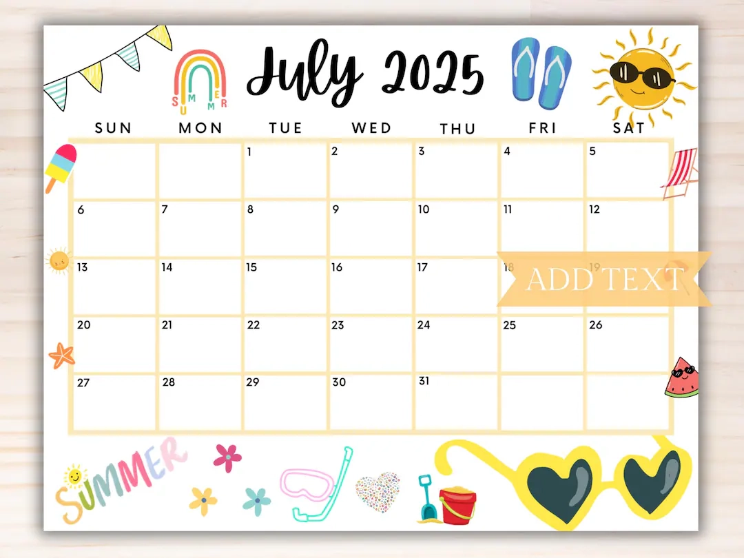 Printable Summer Calendar 2025