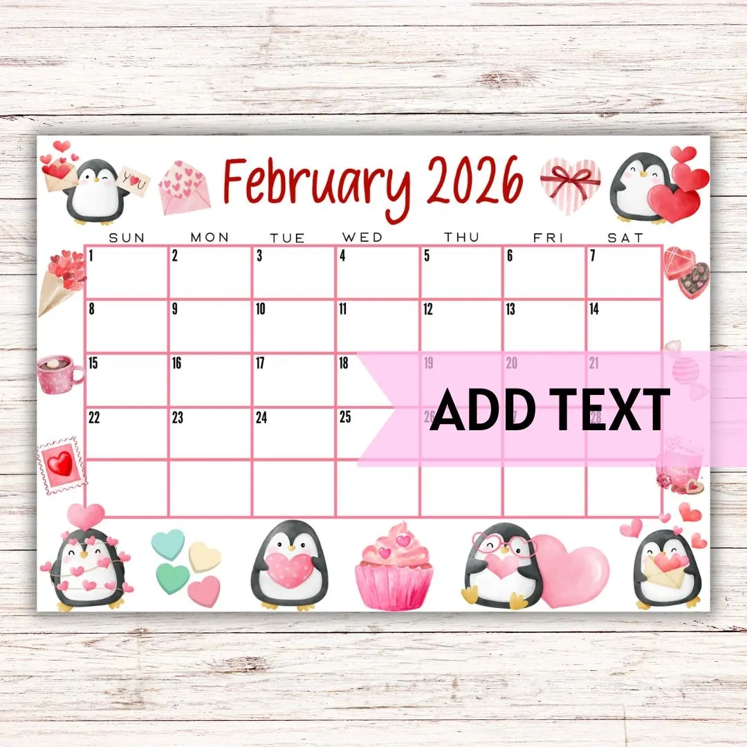 EDITABLE Printable February Calendar 2026 Cute Valentine s February 2026 Calendar W Penguins Classroom Calendar Homeschool Planner Etsy EDITABLE Printable February Calendar 2026 Cute Valentine s February 2026 Calendar W Penguins Classroom Calendar Homeschool Planner Etsy