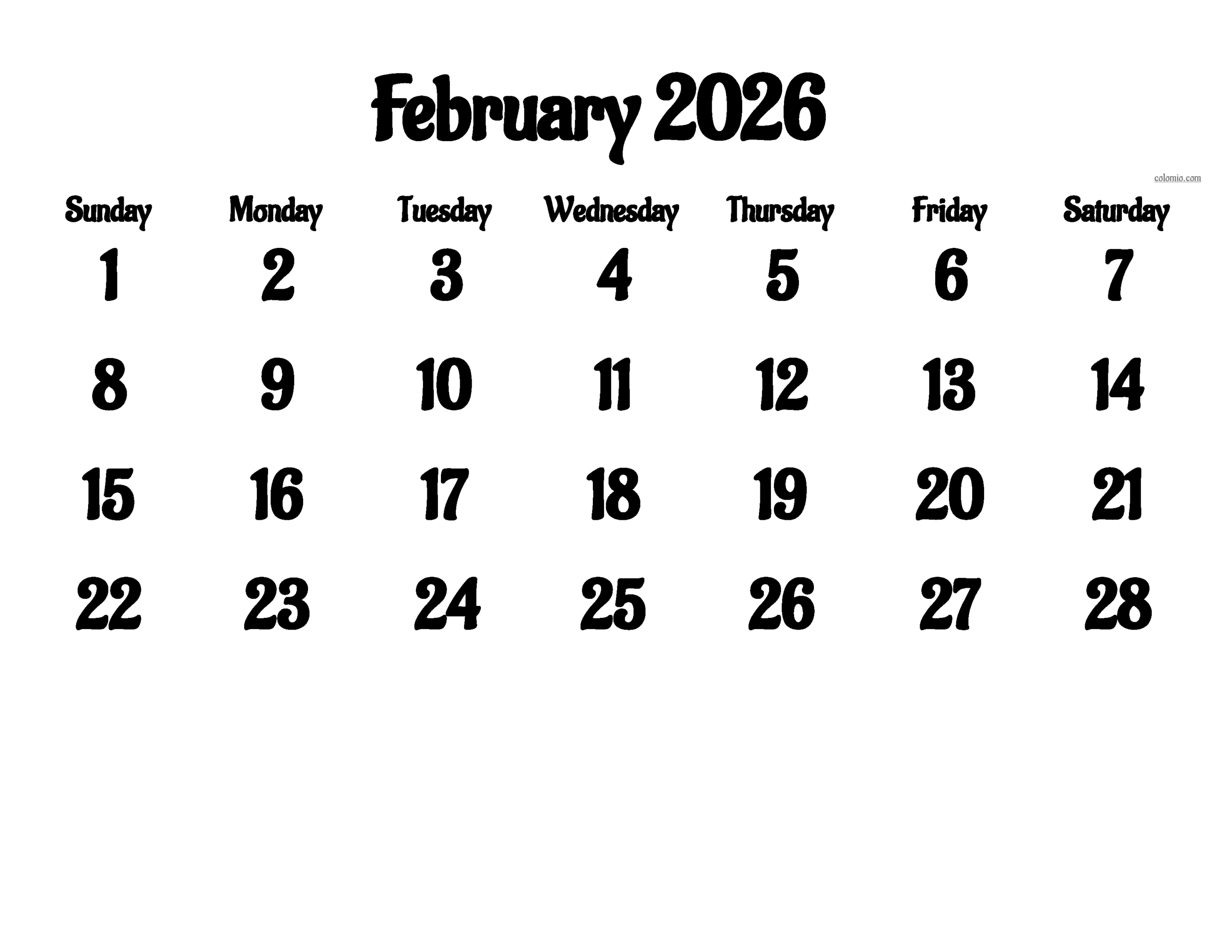 February 2026 Calendar Printable Free Pdf February 2026 Calendar Printable Free Pdf