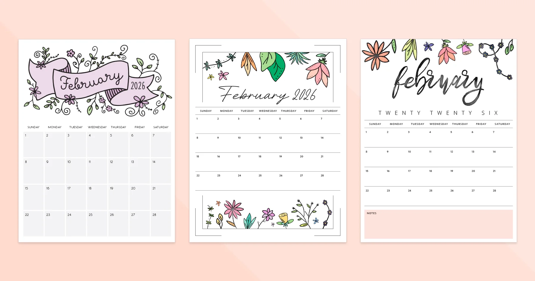 February 2026 Calendar Printable PDF Templates February 2026 Calendar Printable PDF Templates