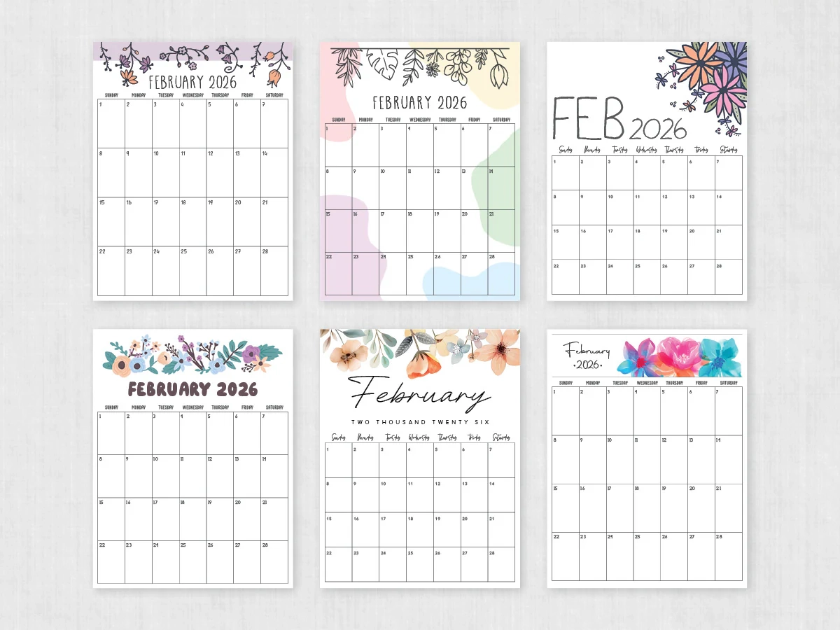 February 2026 Calendar Printable PDF Templates February 2026 Calendar Printable PDF Templates