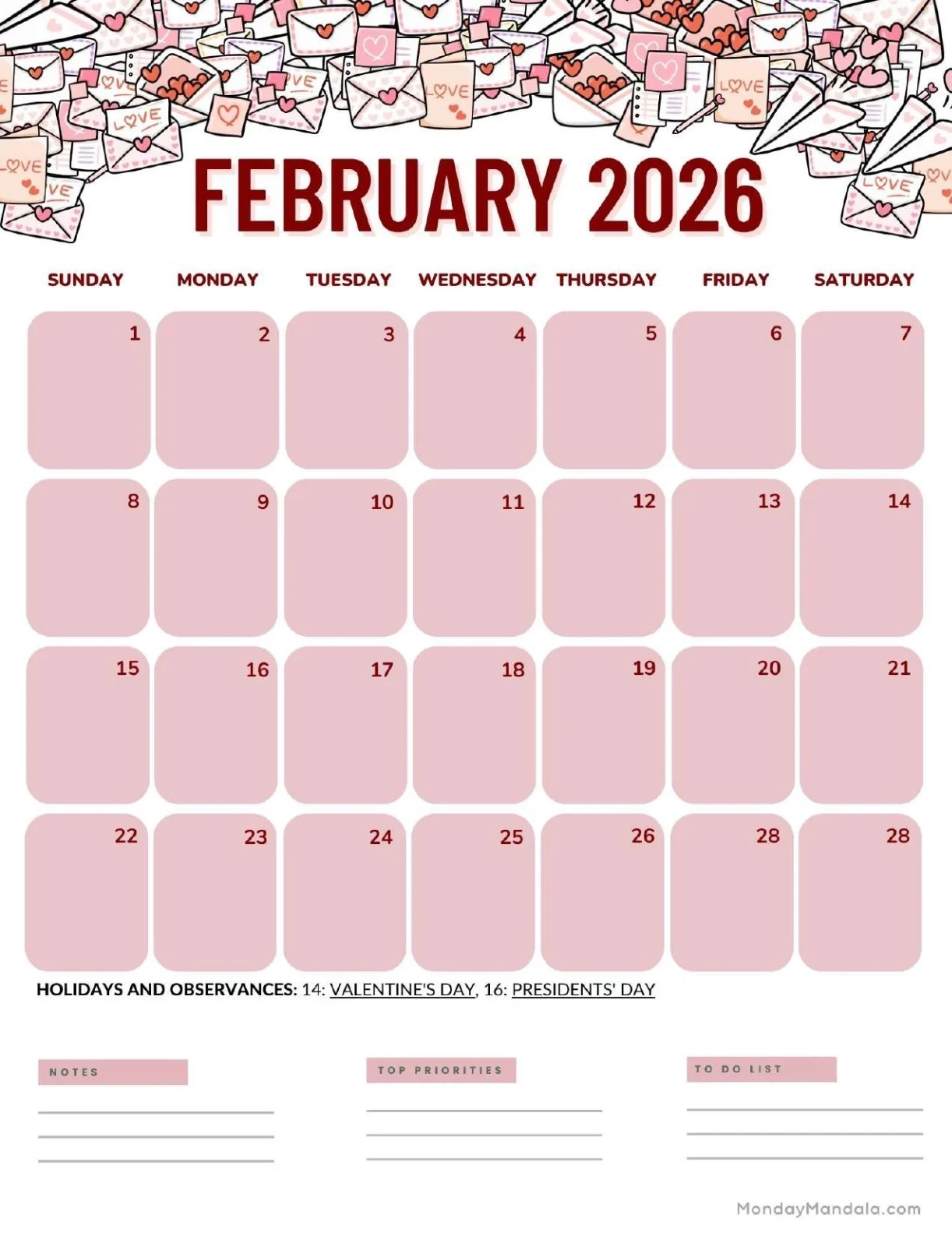 February 2026 Calendars Free PDF Printables February 2026 Calendars Free PDF Printables