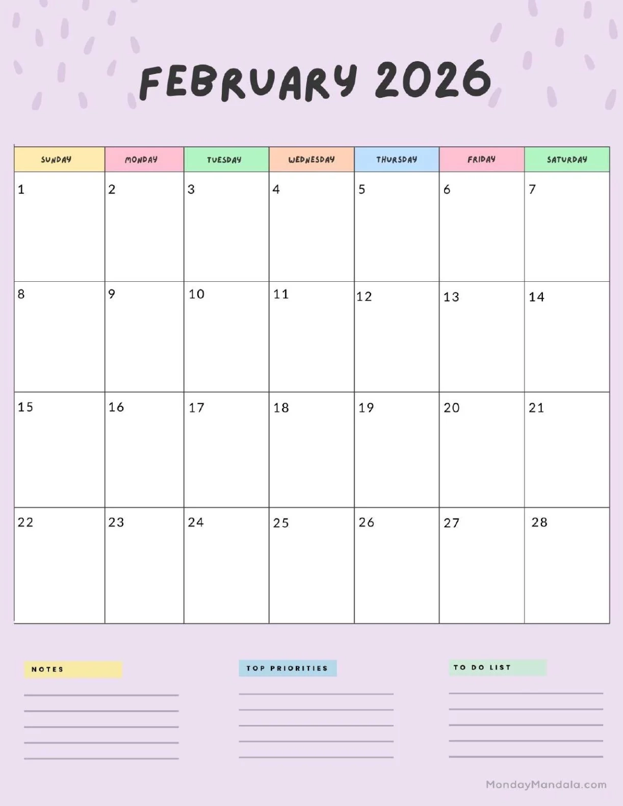 February 2026 Calendars Free PDF Printables 