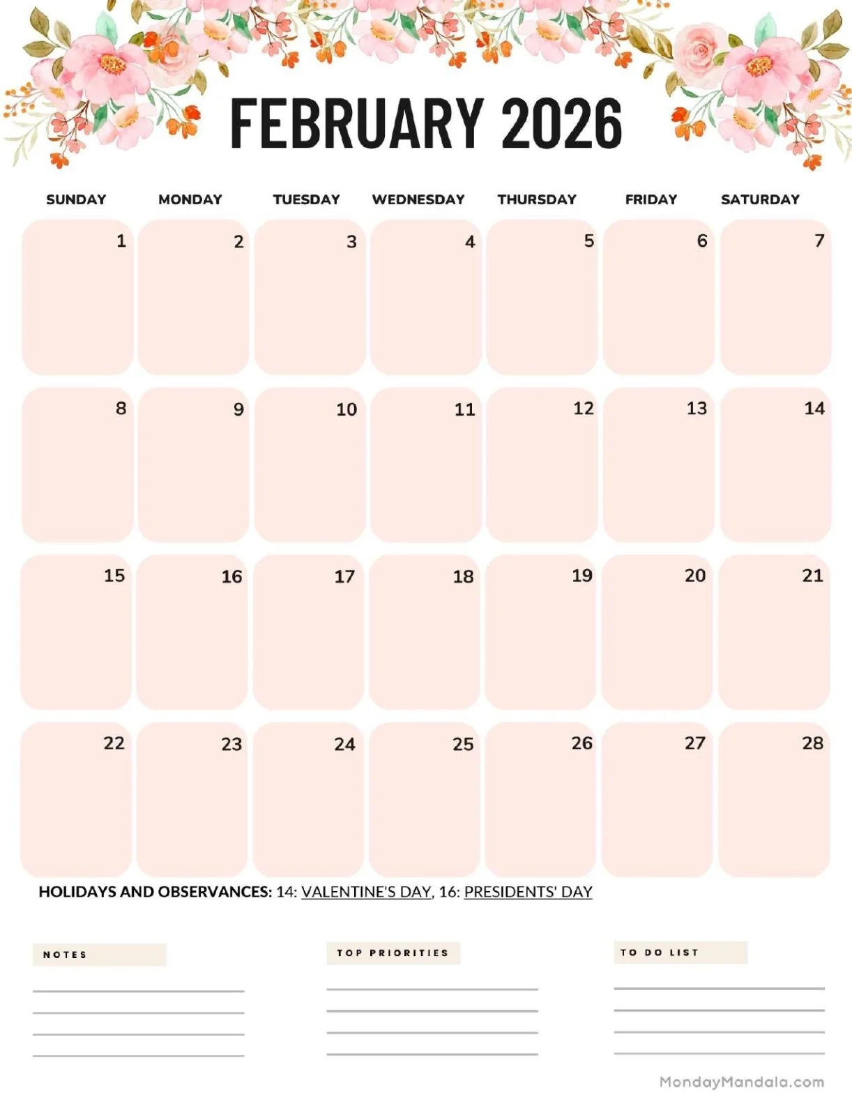 February 2026 Calendars Free PDF Printables February 2026 Calendars Free PDF Printables