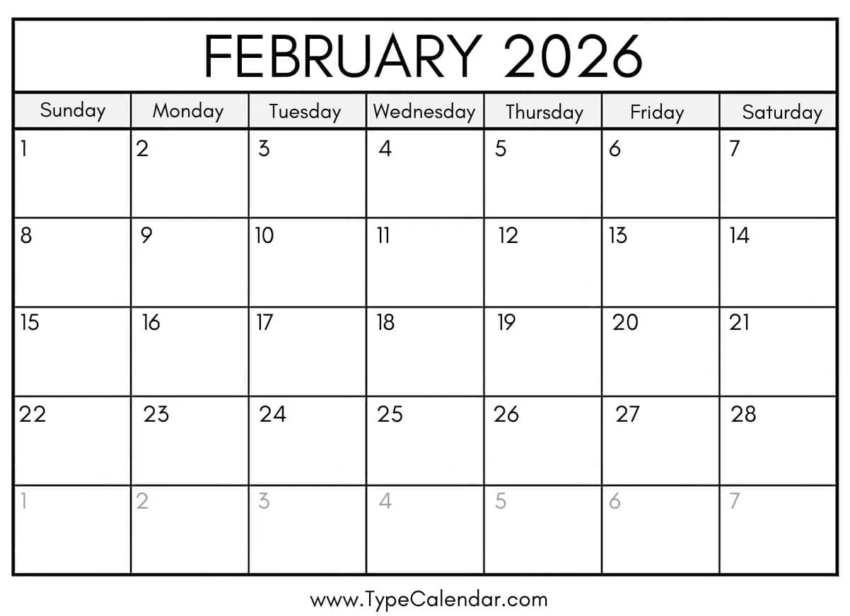 February 2026 Calendars Free Printable Templates