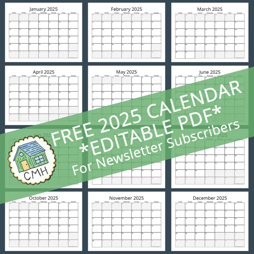 FREE 2025 Calendar Editable PDF For Newsletter Subscribers Creatingmaryshome FREE 2025 Calendar Editable PDF For Newsletter Subscribers Creatingmaryshome
