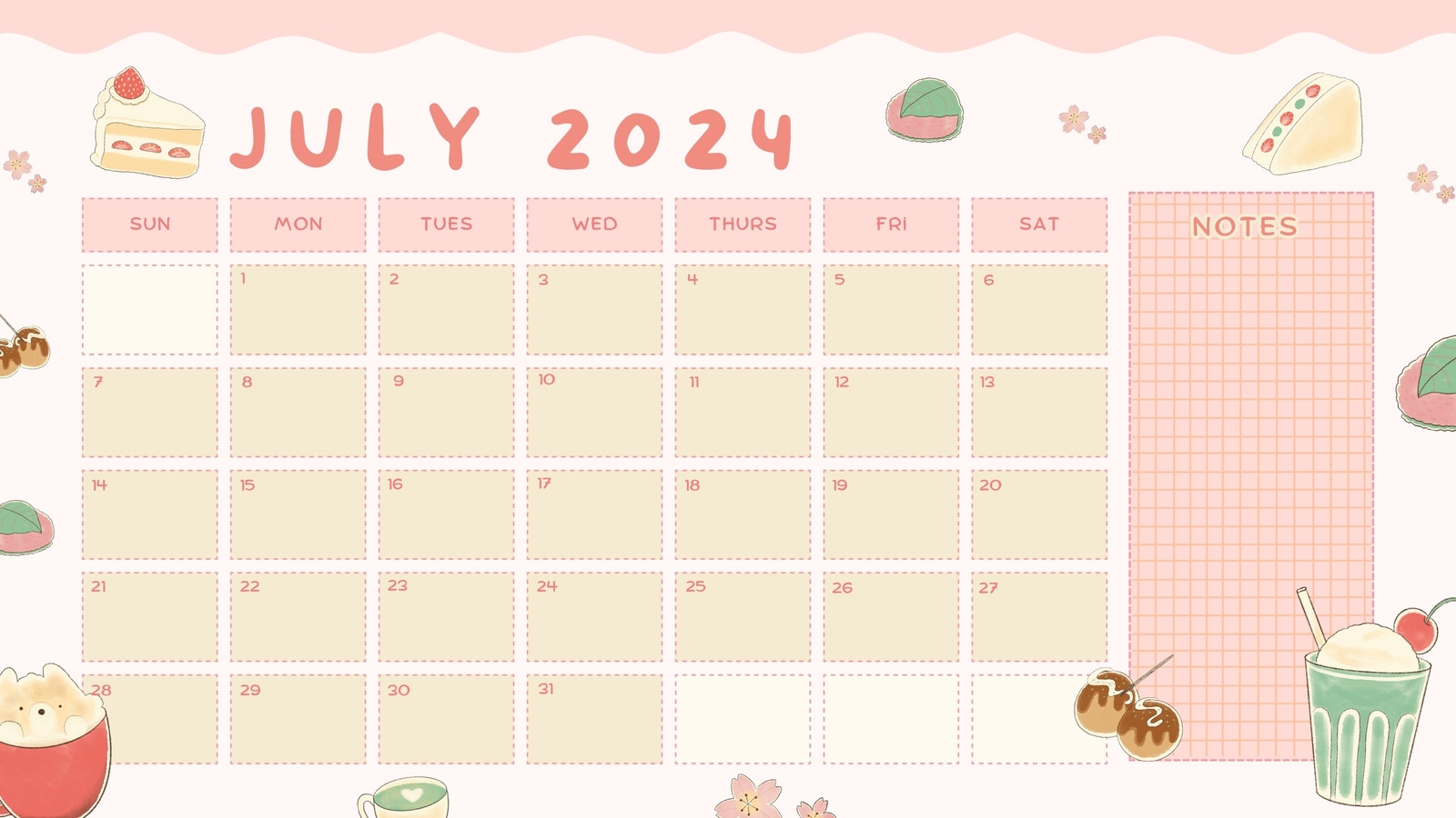 July Blank Calendar 2026 Pdf