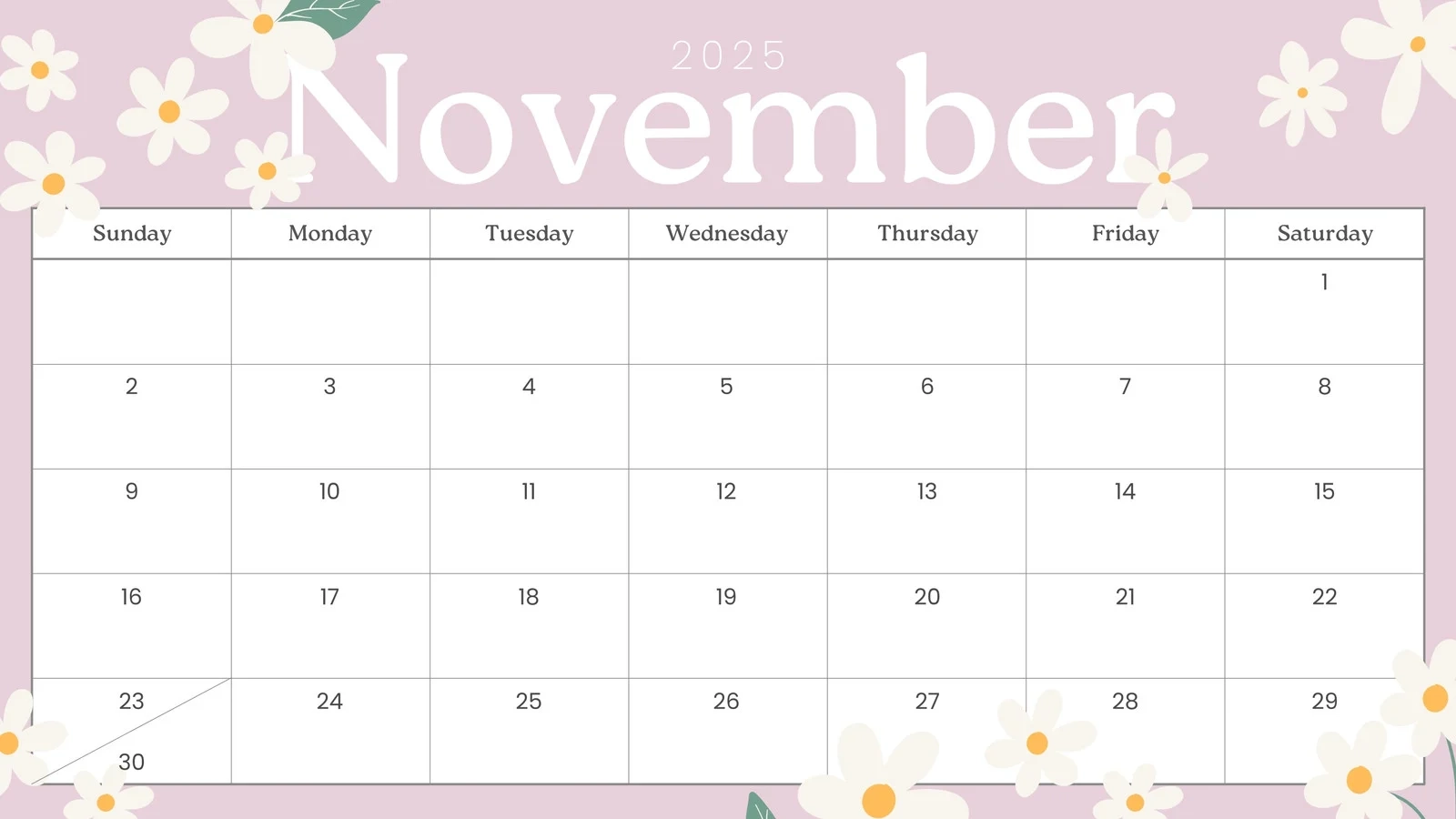 Printable Calendar 2025 November