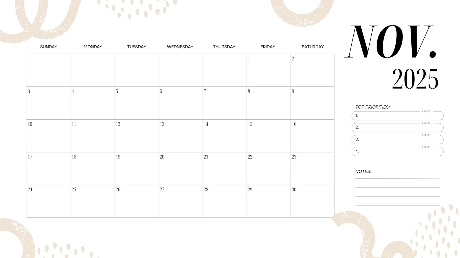 Free And Printable November 2025 Calendar Templates Canva Free And Printable November 2025 Calendar Templates Canva