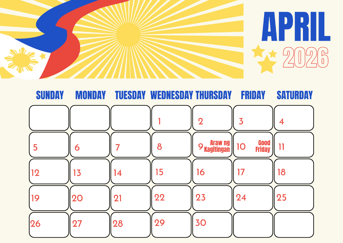 Free April 2026 Philippines Calendar Template To Edit Online Free April 2026 Philippines Calendar Template To Edit Online