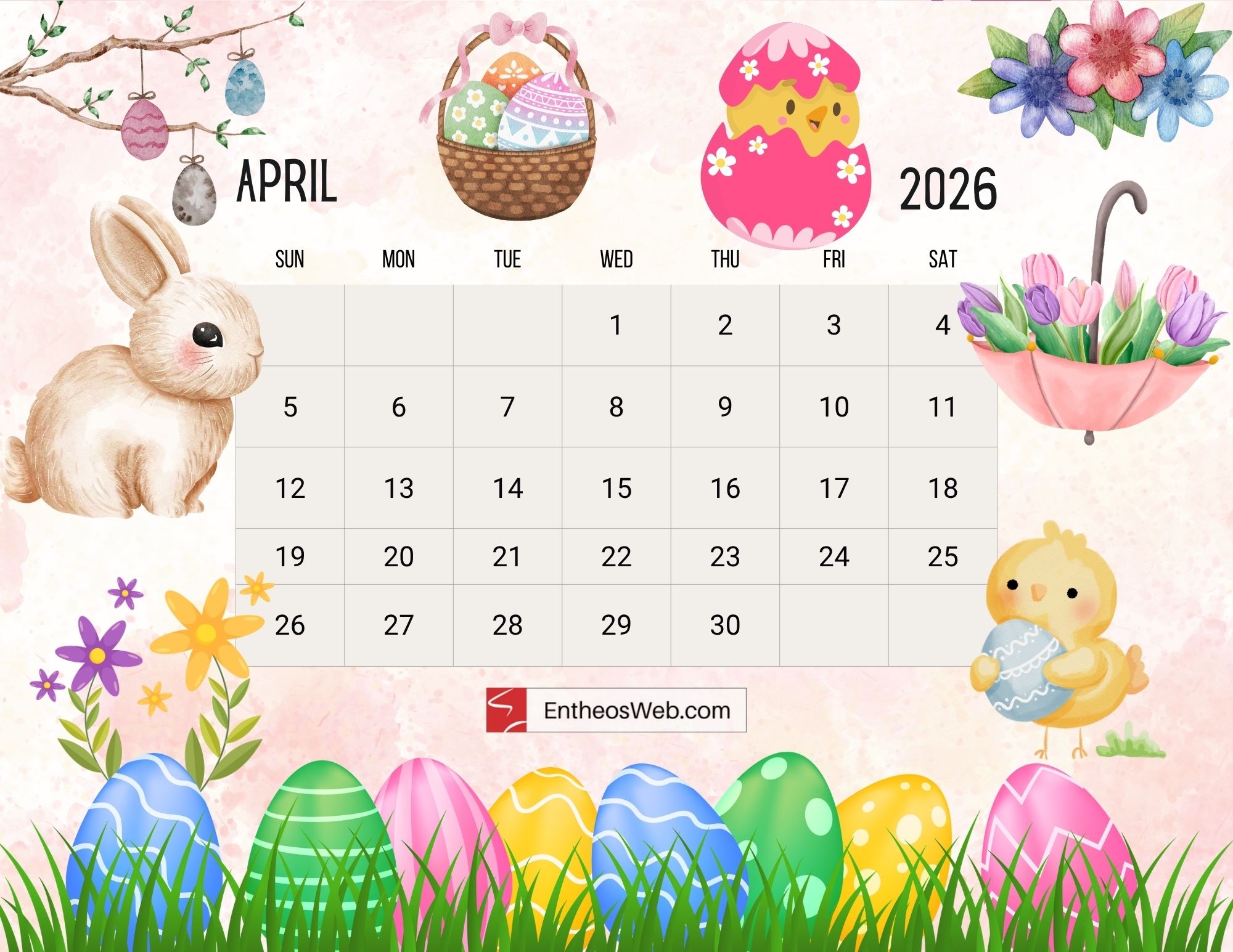 Blank Calendar April 2026