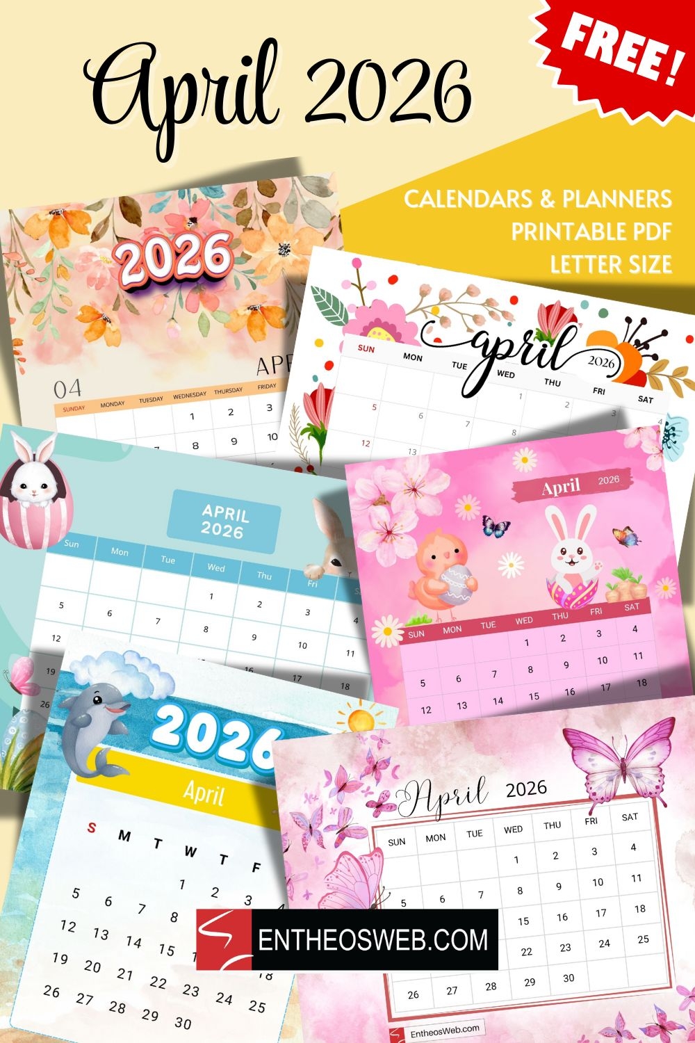 Free April 2026 Printable Calendars EntheosWeb Free April 2026 Printable Calendars EntheosWeb