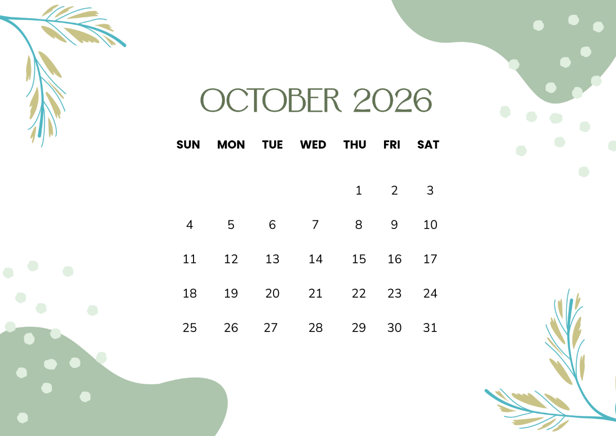 Free Artistic October 2026 Calendar Template To Edit Online Free Artistic October 2026 Calendar Template To Edit Online