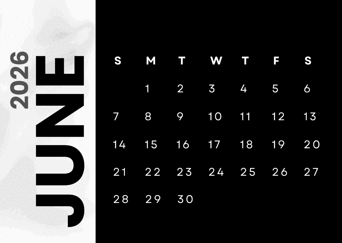 Free Black June 2026 Desk Calendar Template To Edit Online Free Black June 2026 Desk Calendar Template To Edit Online