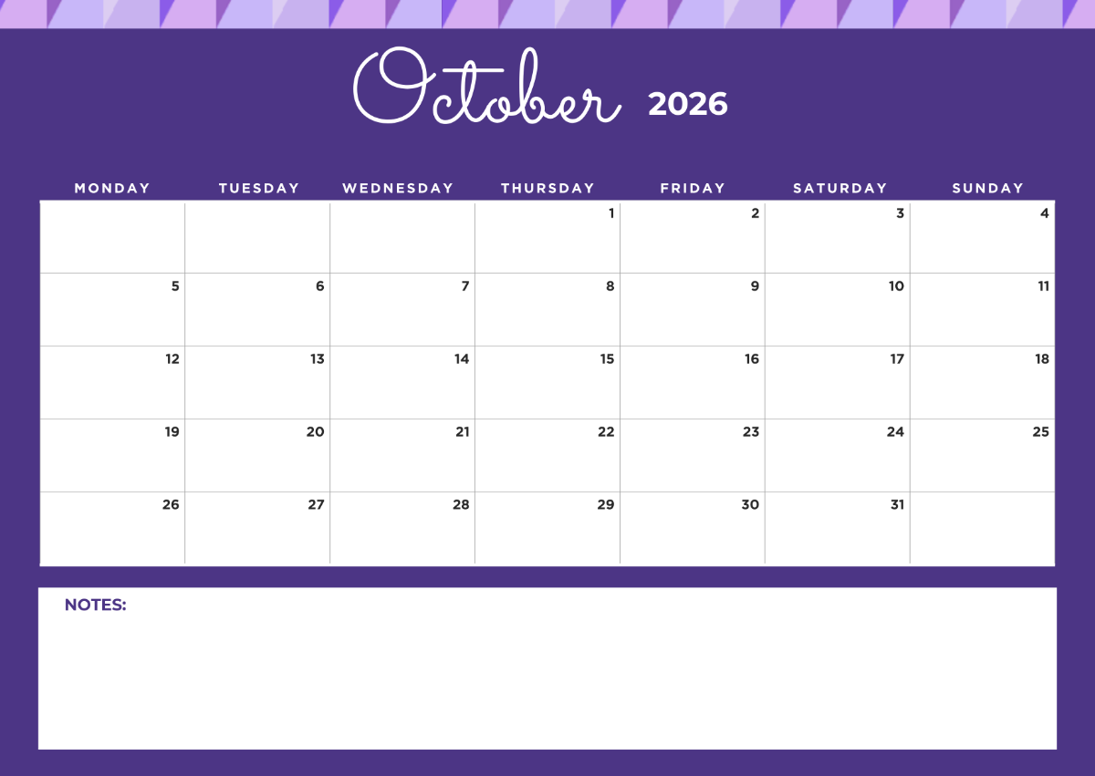 Blank Oct Calendar 2026