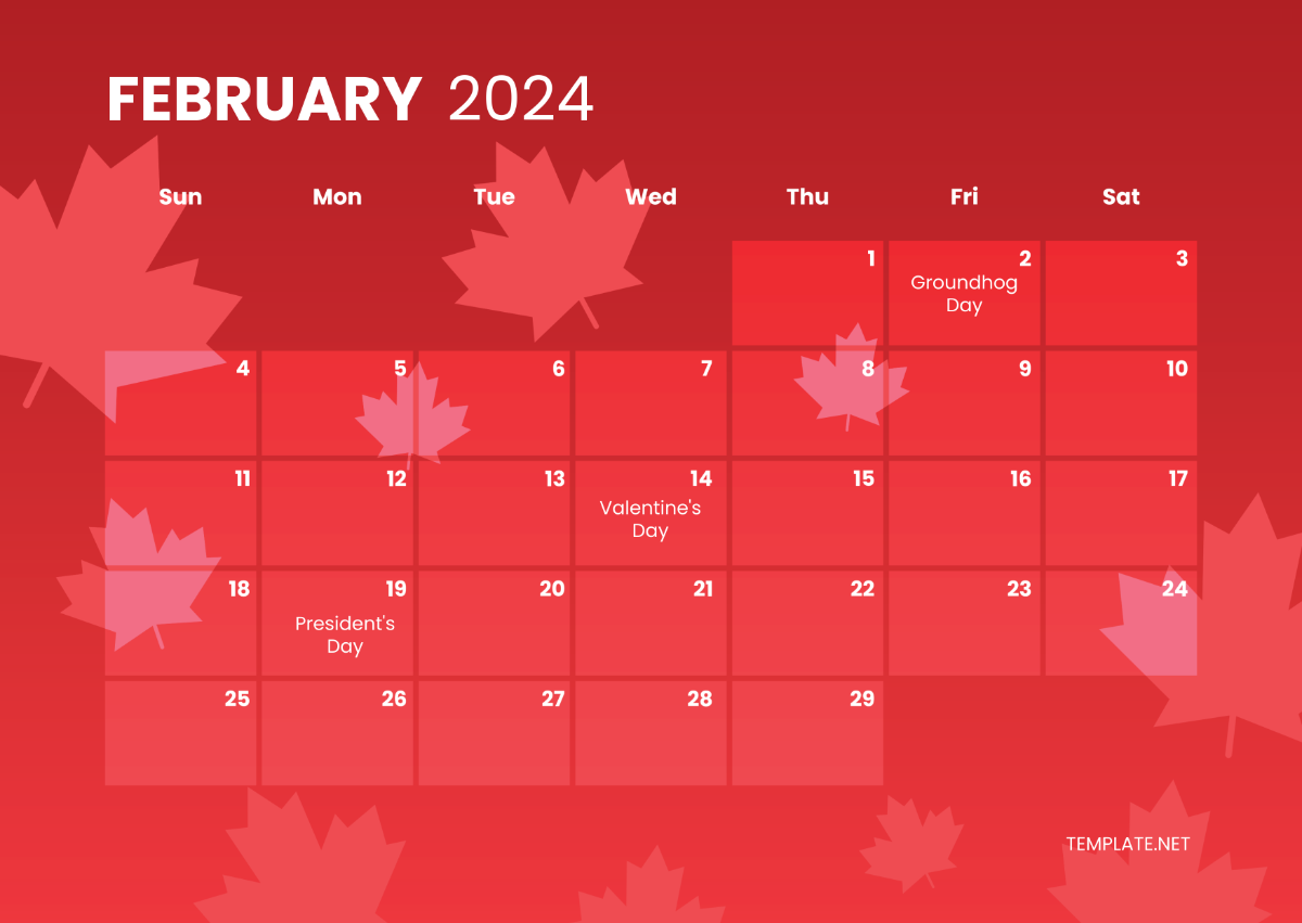 Free February 2024 Calendar With Holidays Canada Template To Edit Online Free February 2024 Calendar With Holidays Canada Template To Edit Online