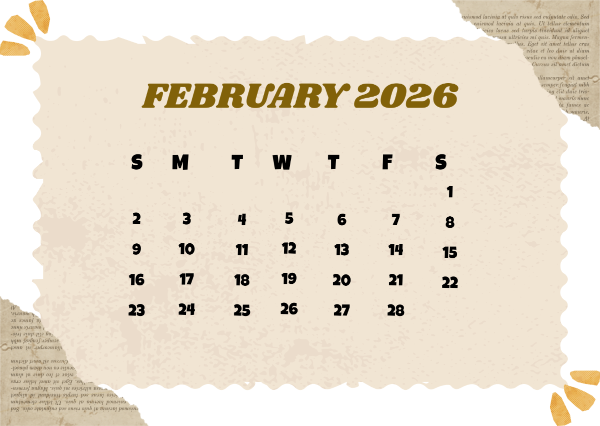 February Blank Calendar 2026 Printable Free February Blank Calendar 2026 Printable Free
