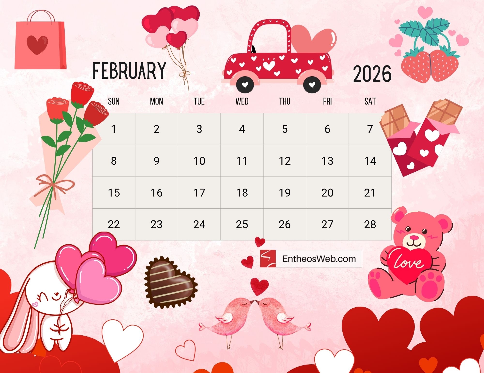 Free February 2026 Printable Calendars EntheosWeb