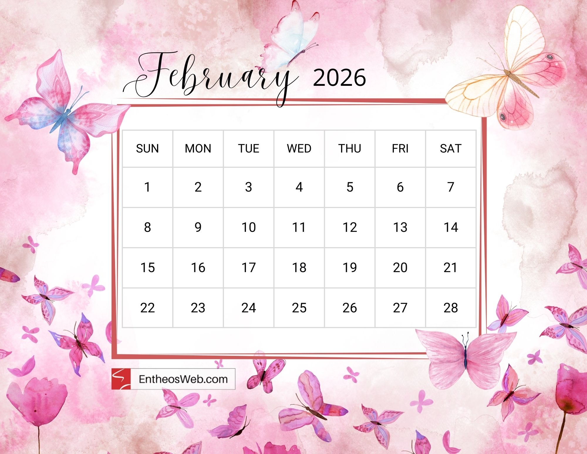 Blank Calendar Feb 2026 Blank Calendar Feb 2026