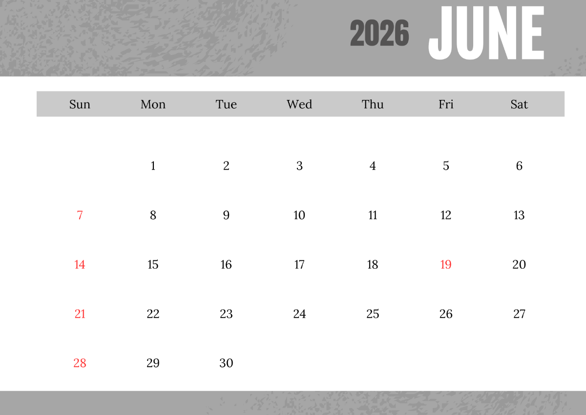 Free Gray June 2026 Wall Calendar Template To Edit Online Free Gray June 2026 Wall Calendar Template To Edit Online