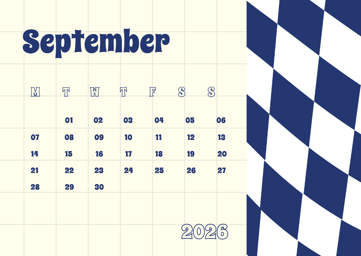 September 2026 Blank Calendar Editable