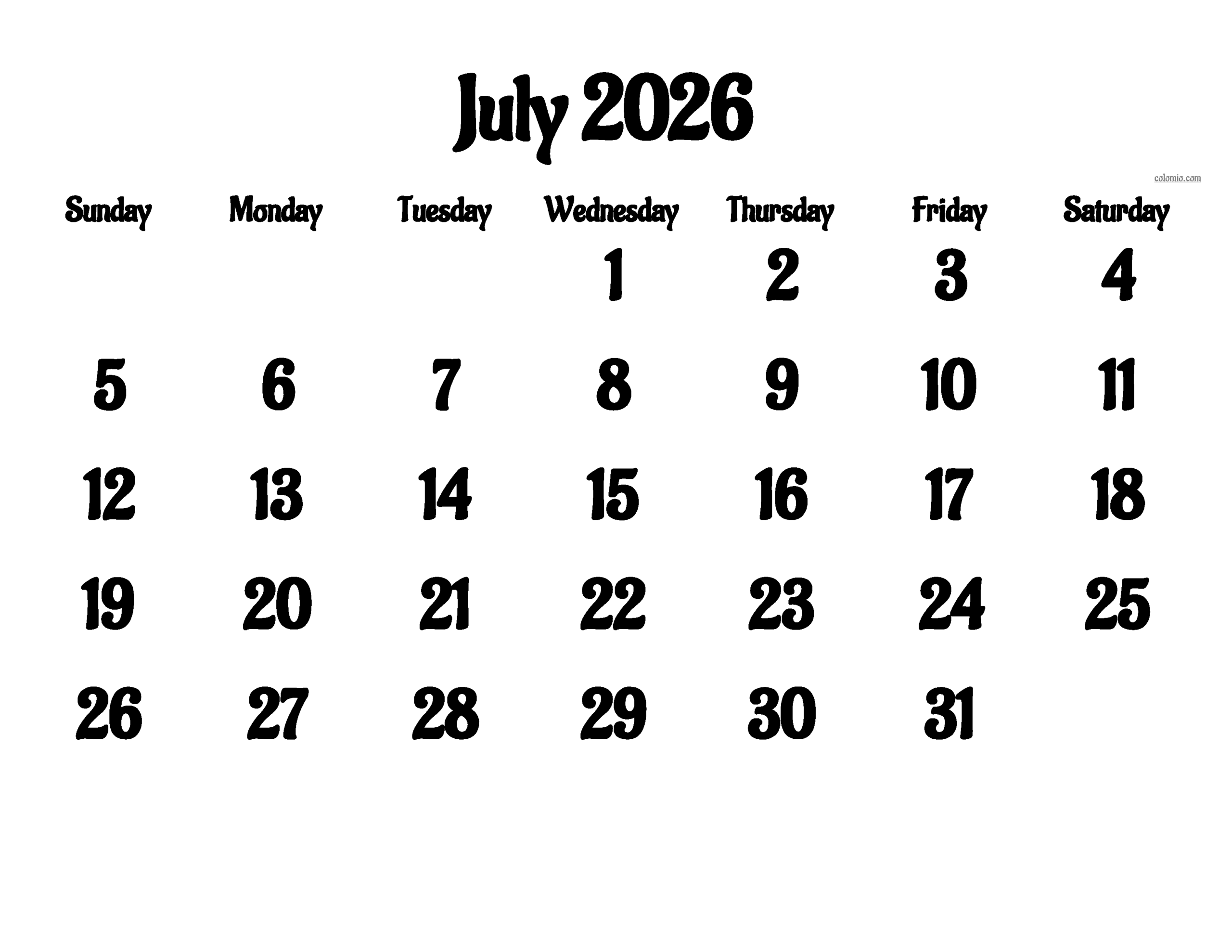 Free July 2026 Calendar Download And Print As PDF XLS And PNG Planner For Important Appointments Notes Get Organized With Our Blank Monthly Calendars Free July 2026 Calendar Download And Print As PDF XLS And PNG Planner For Important Appointments Notes Get Organized With Our Blank Monthly Calendars