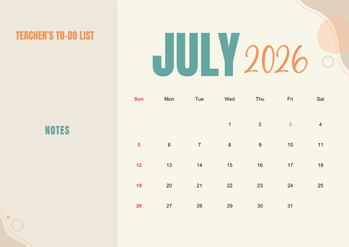 July Blank Calendar 2026 Free Download July Blank Calendar 2026 Free Download