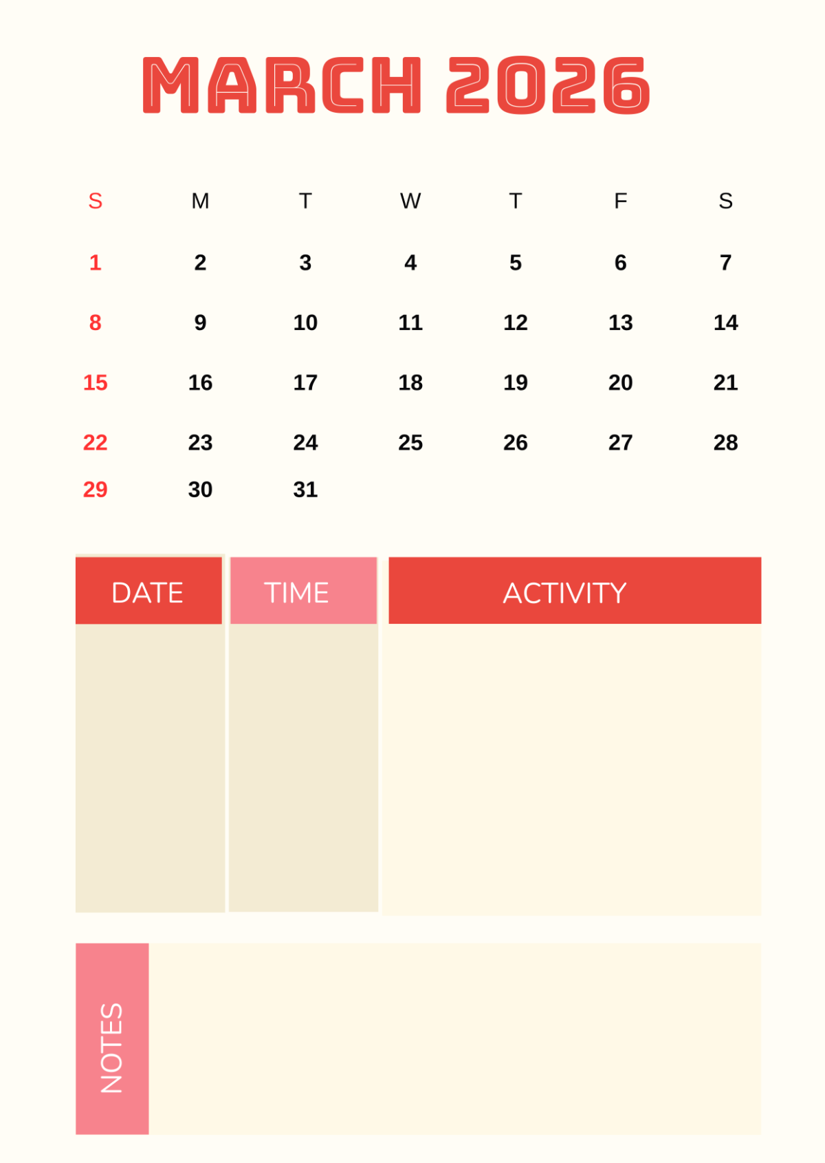 Free March 2026 Calendar Templates Editable And Printable Free March 2026 Calendar Templates Editable And Printable