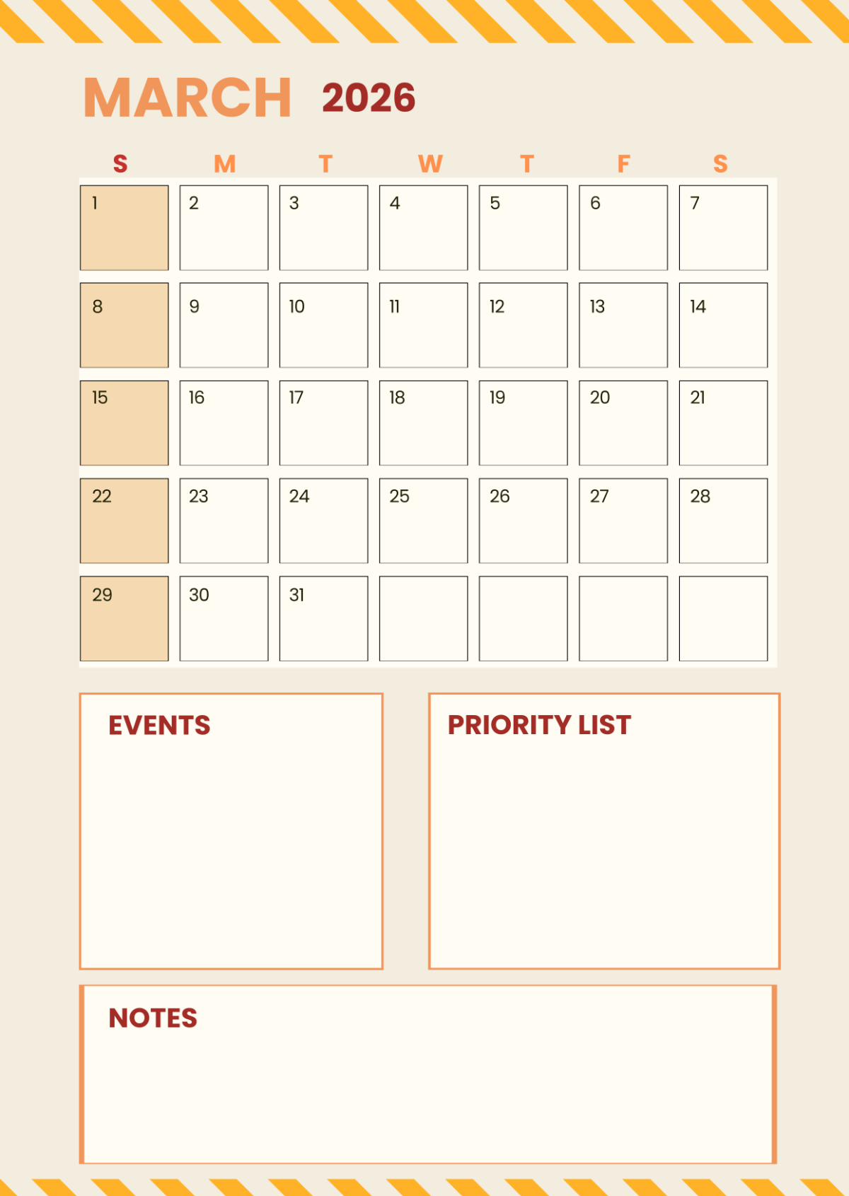 Free March 2026 Planner Calendar Template To Edit Online Free March 2026 Planner Calendar Template To Edit Online