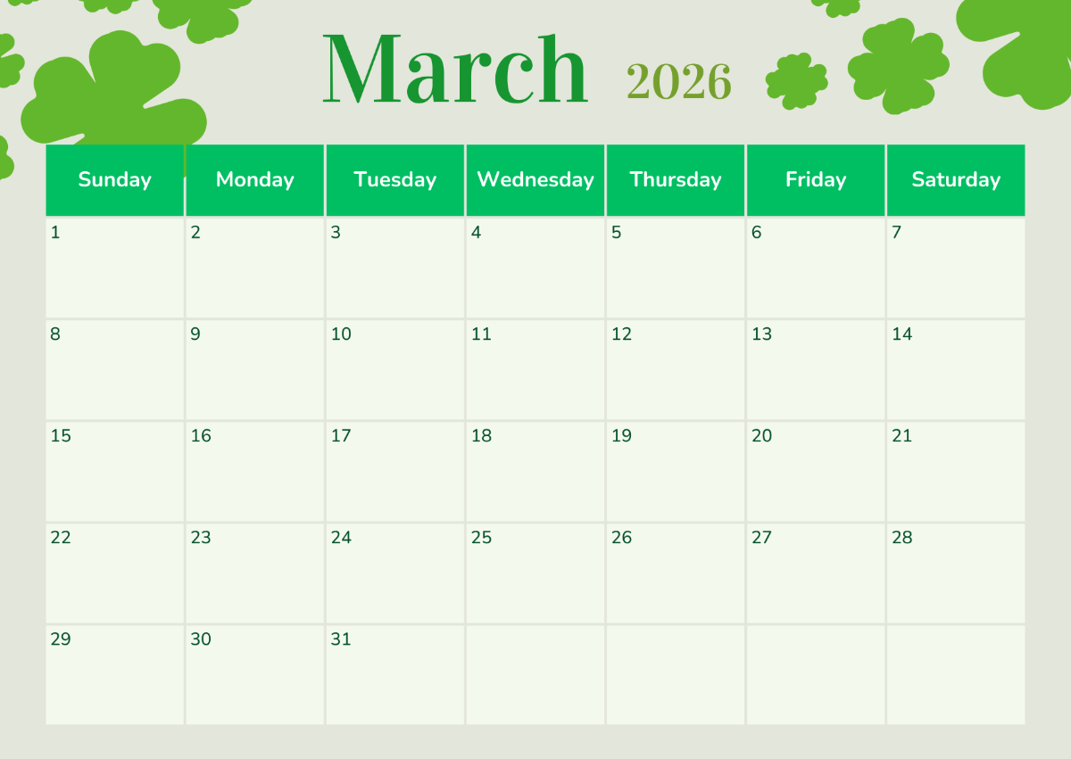 Free March 2026 St Patrick s Calendar Template To Edit Online Free March 2026 St Patrick s Calendar Template To Edit Online
