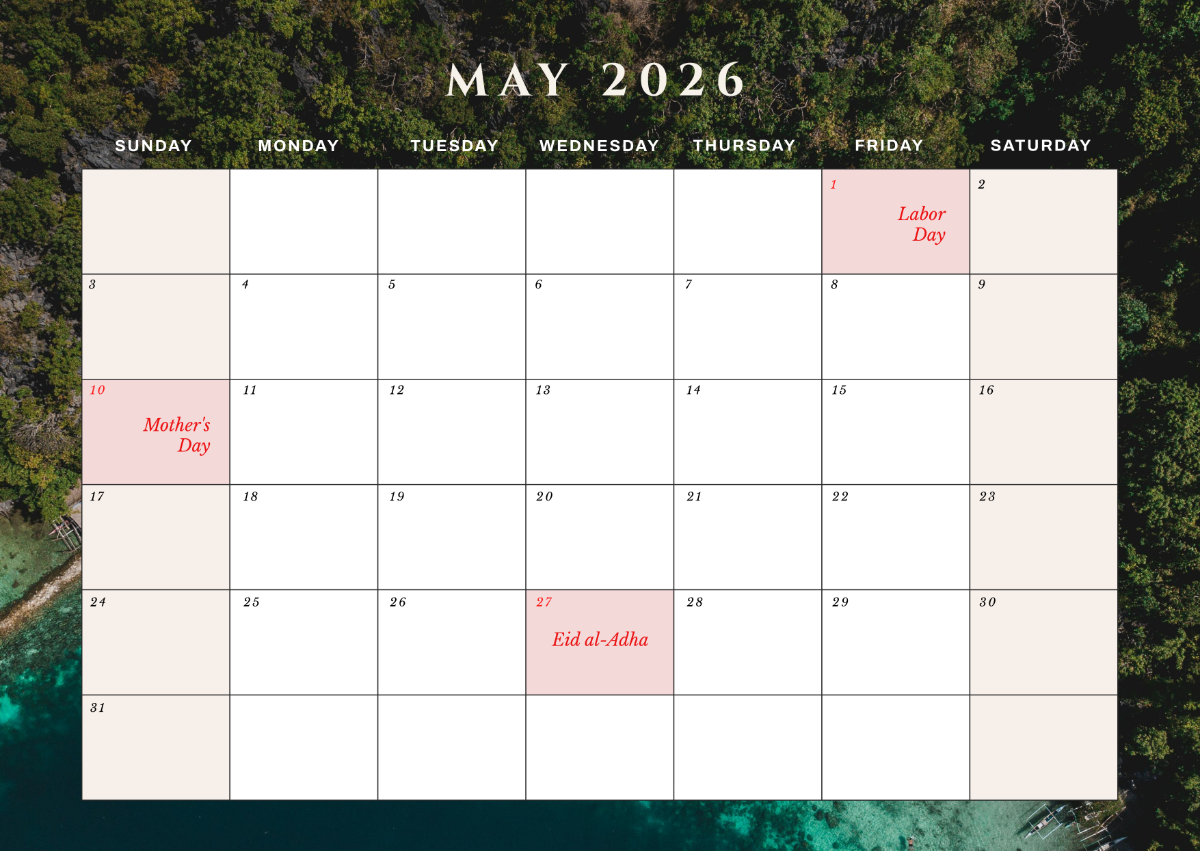 Free May 2026 Philippines Calendar Template To Edit Online Free May 2026 Philippines Calendar Template To Edit Online