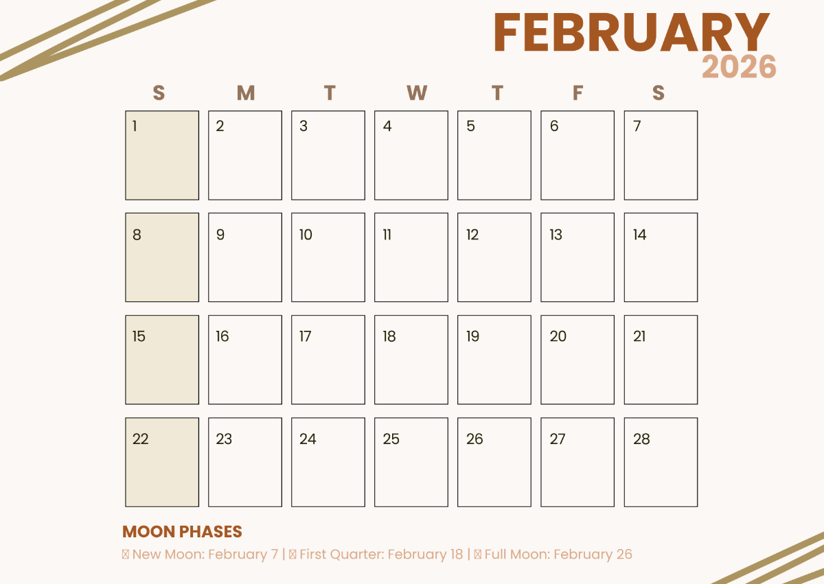 Free Monochrome February 2026 Calendar Template To Edit Online