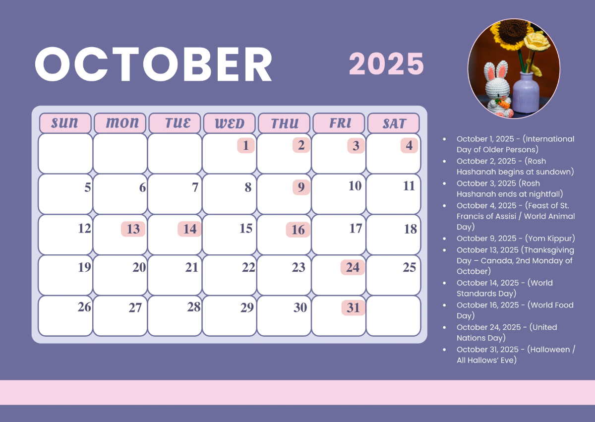 Blank Calendar For October 2025 Printable
