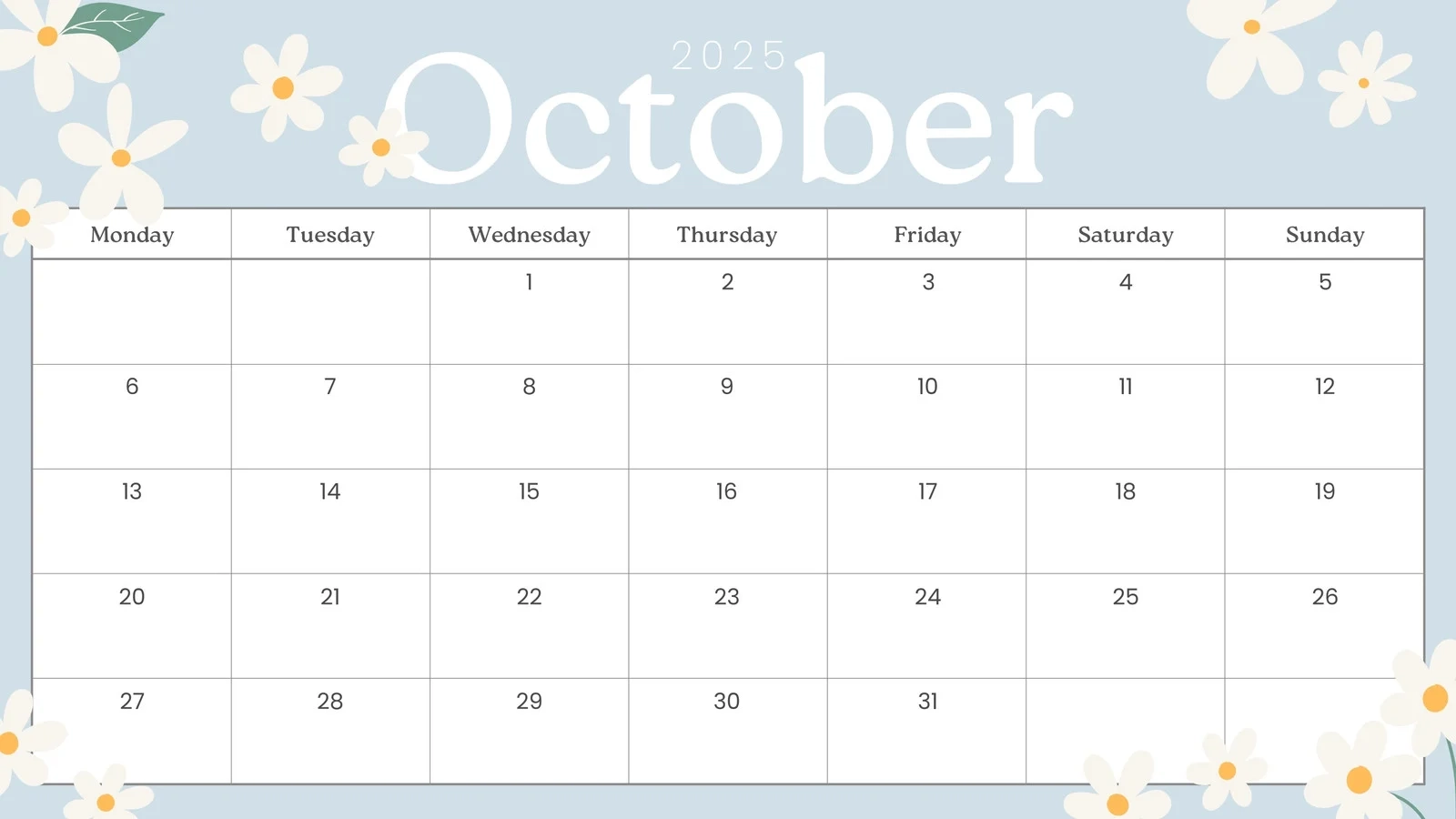 2025 Printable Calendar By Month October 2025 Printable Calendar By Month October