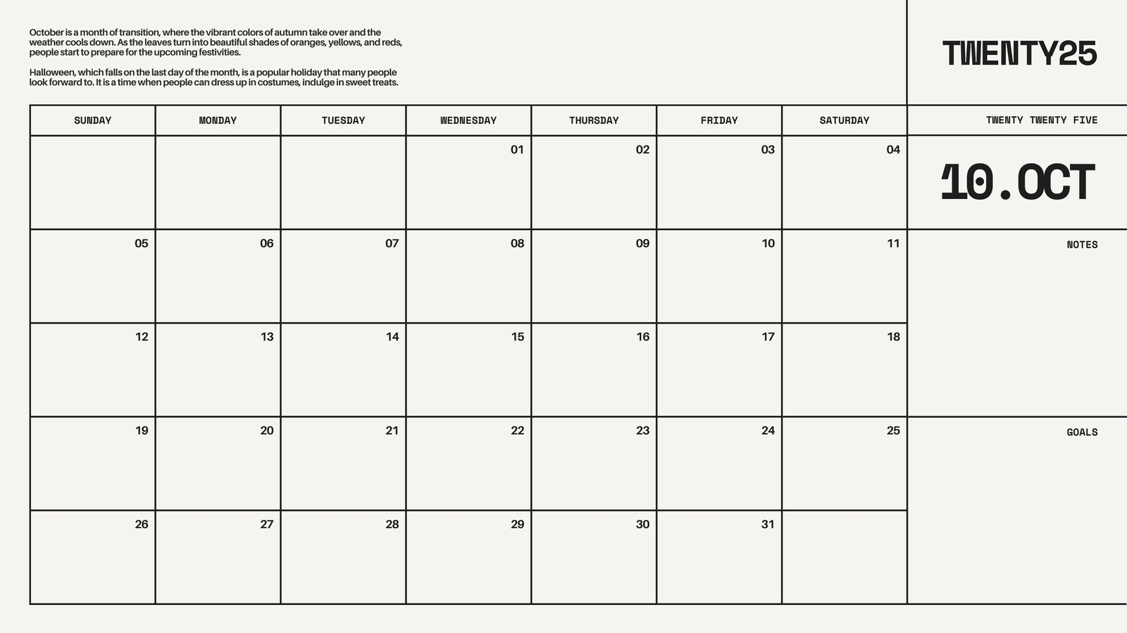 October Blank Calendar 2025 Printable Free October Blank Calendar 2025 Printable Free