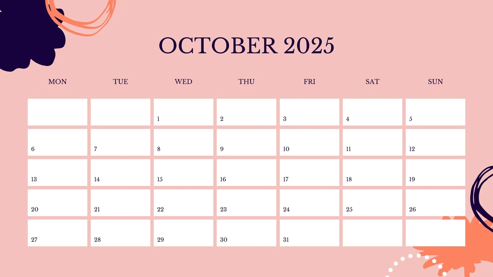 Free October 2025 Calendar Templates To Customize Canva