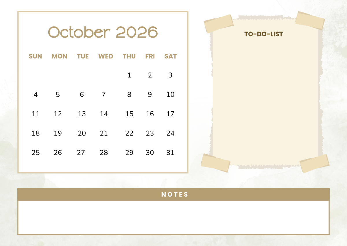 Free October 2026 With To Do List Calendar Template To Edit Online