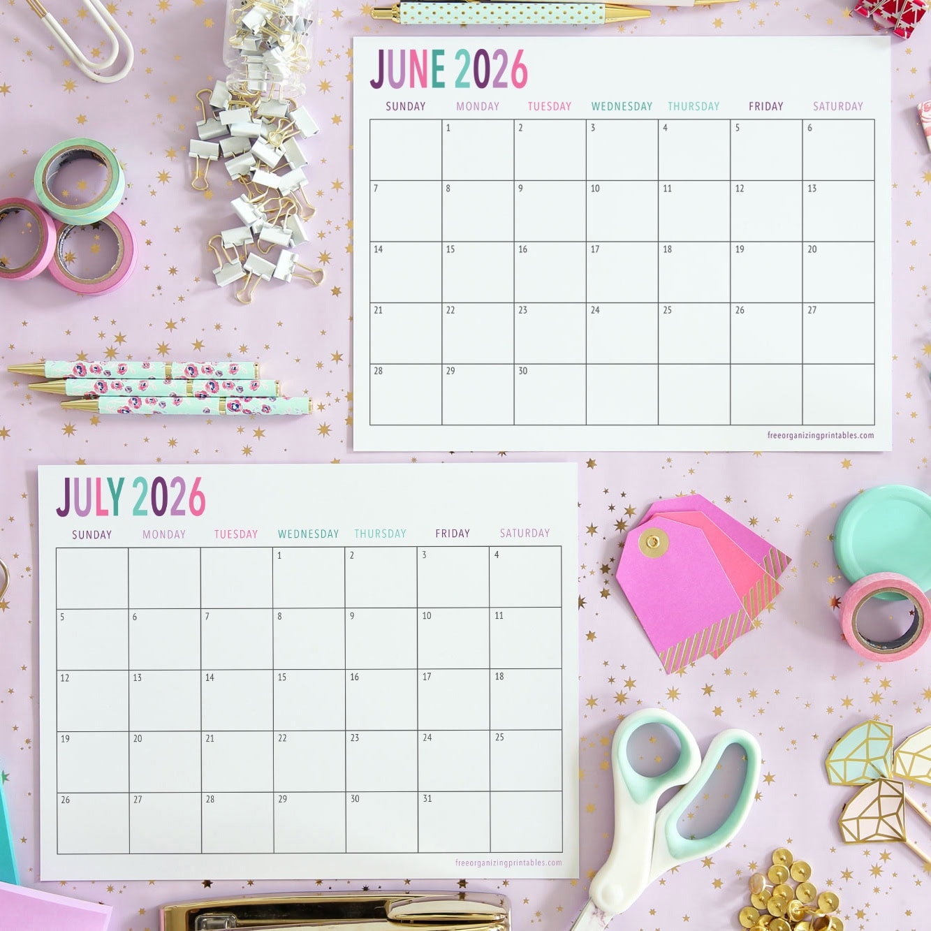 Free Printable 2 Page Blank Monthly Calendar 2026