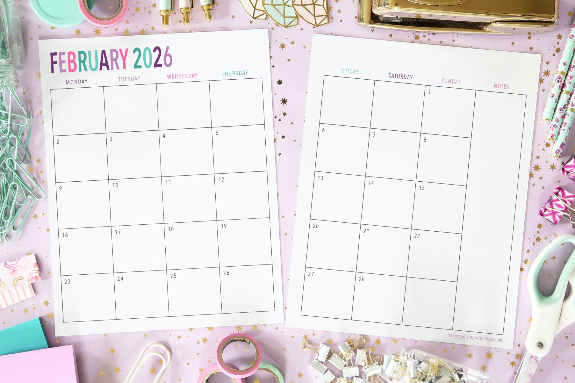 Free Printable 2 Page Blank Monthly Calendar 2026 Free Printable 2 Page Blank Monthly Calendar 2026